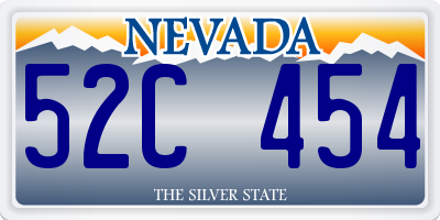NV license plate 52C454