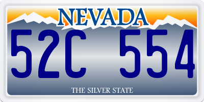 NV license plate 52C554