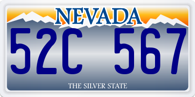 NV license plate 52C567
