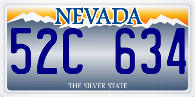 NV license plate 52C634