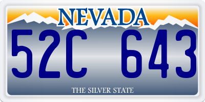 NV license plate 52C643