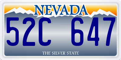 NV license plate 52C647