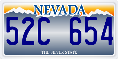 NV license plate 52C654