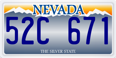 NV license plate 52C671