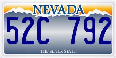 NV license plate 52C792