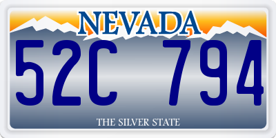 NV license plate 52C794