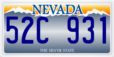 NV license plate 52C931