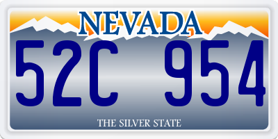 NV license plate 52C954