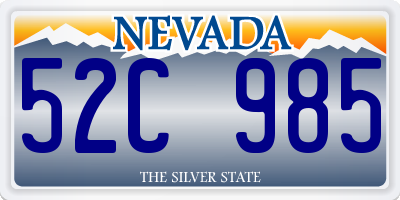 NV license plate 52C985