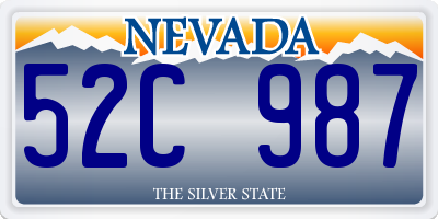 NV license plate 52C987