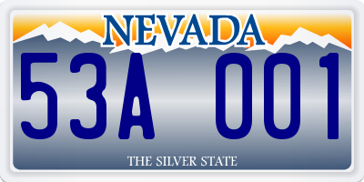 NV license plate 53A001