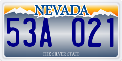 NV license plate 53A021