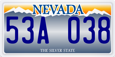 NV license plate 53A038