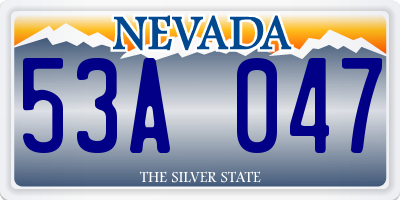 NV license plate 53A047