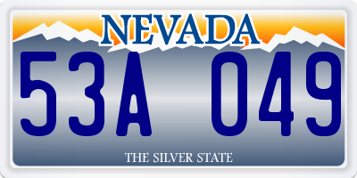 NV license plate 53A049