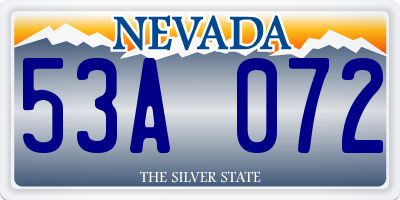 NV license plate 53A072