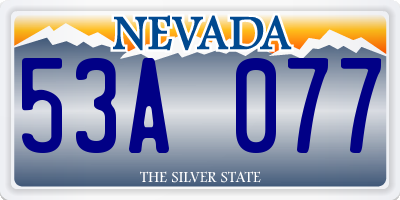 NV license plate 53A077