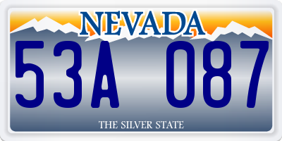 NV license plate 53A087