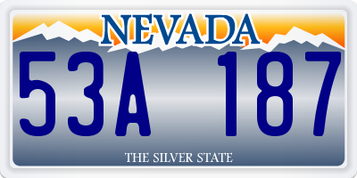 NV license plate 53A187