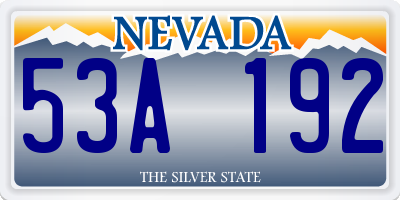 NV license plate 53A192