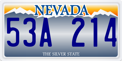 NV license plate 53A214