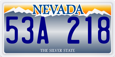 NV license plate 53A218