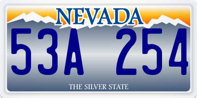 NV license plate 53A254