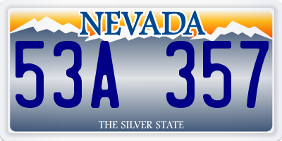 NV license plate 53A357