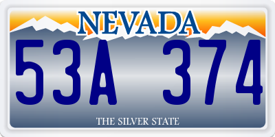 NV license plate 53A374