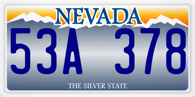 NV license plate 53A378