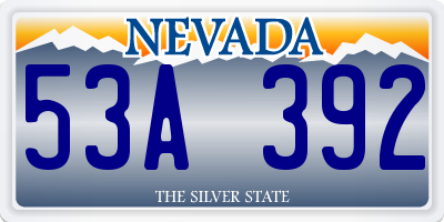 NV license plate 53A392