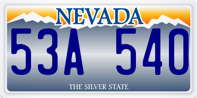 NV license plate 53A540