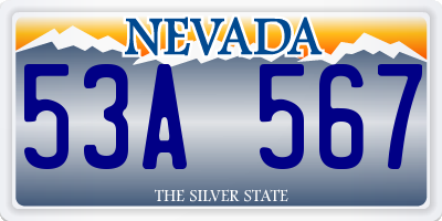 NV license plate 53A567