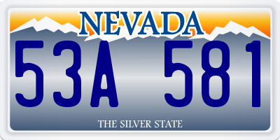 NV license plate 53A581