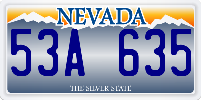 NV license plate 53A635