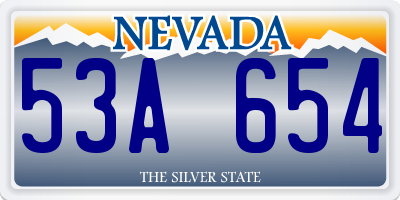 NV license plate 53A654