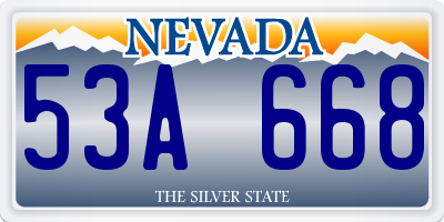 NV license plate 53A668