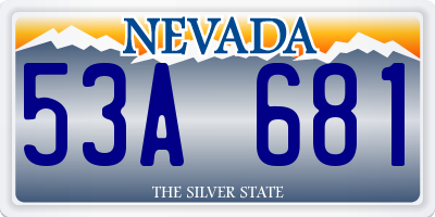 NV license plate 53A681