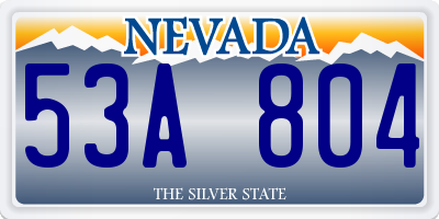 NV license plate 53A804