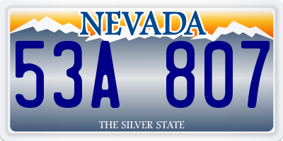 NV license plate 53A807