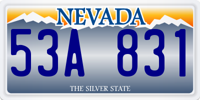 NV license plate 53A831