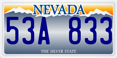 NV license plate 53A833