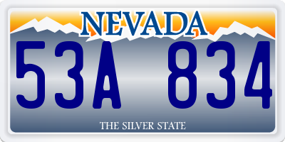 NV license plate 53A834