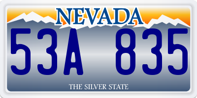 NV license plate 53A835