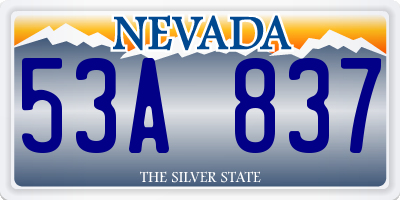 NV license plate 53A837