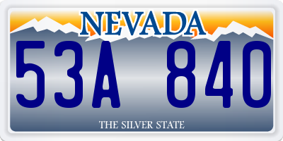 NV license plate 53A840