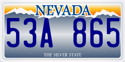 NV license plate 53A865