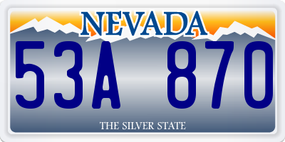 NV license plate 53A870