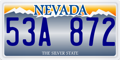 NV license plate 53A872