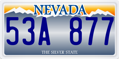 NV license plate 53A877